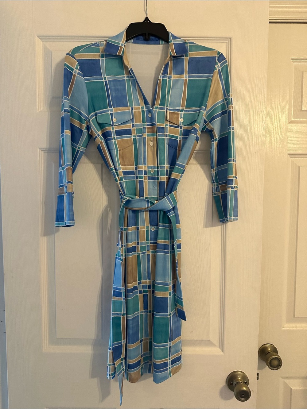 J. McLaughlin Brynn Paintbrush Plaid Belted Dress